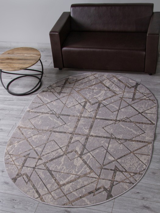 Ковер F480 - GRAY-BEIGE - Овал - коллекция LIMAN