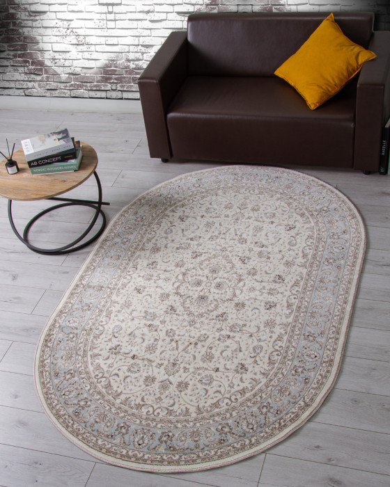 Ковер F014 - CREAM-L.BLUE - Овал - коллекция VALENCIA DELUXE