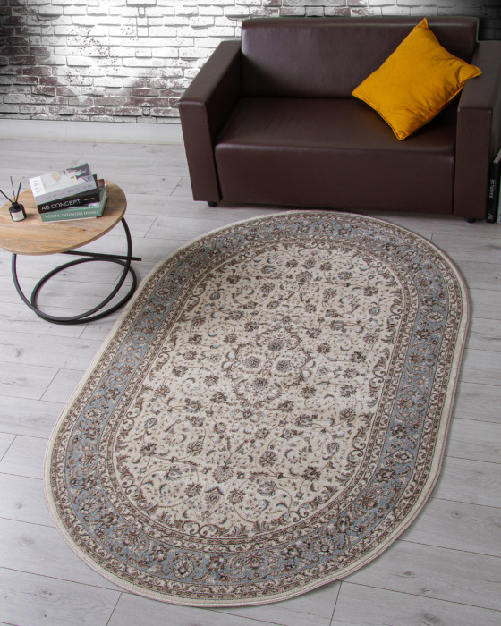 Ковер F014 - CREAM-L.BLUE - Овал - коллекция VALENCIA DELUXE