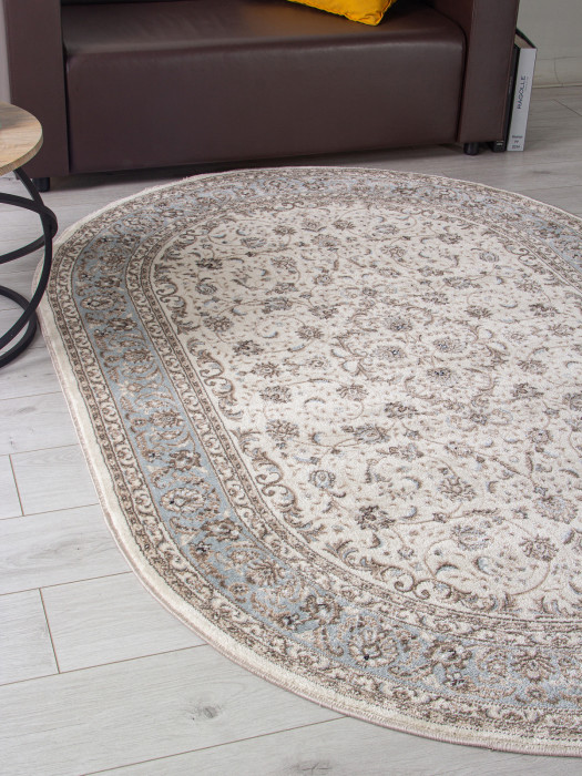 Ковер F014 - CREAM-L.BLUE - Овал - коллекция VALENCIA DELUXE