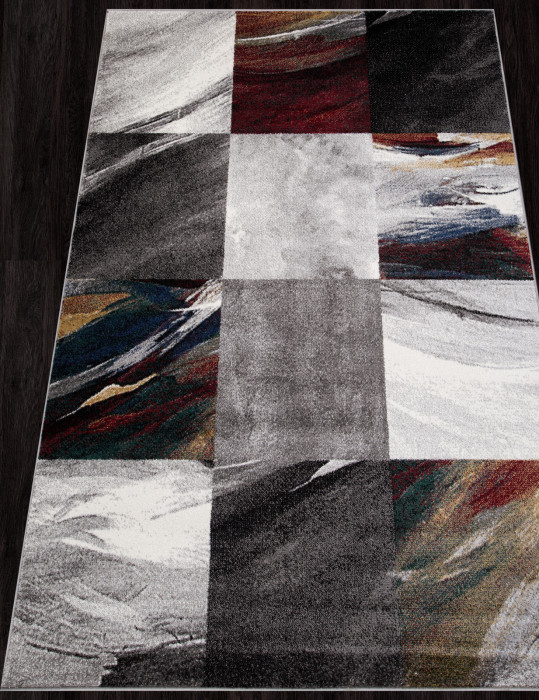 Ковер D819 - GRAY-RED - Прямоугольник - коллекция LONDON