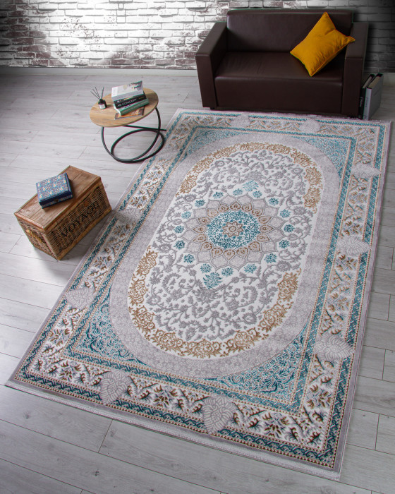 Ковер F638 - GREEN-BLUE - Прямоугольник - коллекция HALIF