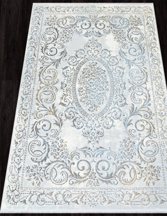 Ковер 00766A - GREY HB / L.BLUE FDY - Прямоугольник - коллекция SAHARA