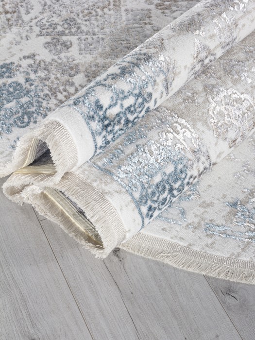 Ковер L252A - CREAM SHRINK / BLUE FDY - Овал - коллекция EFSAN