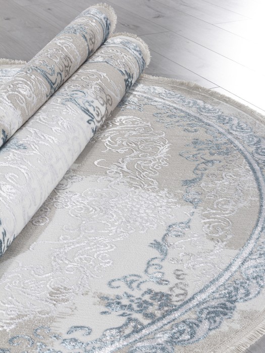 Ковер L278A - CREAM SHRINK / BLUE FDY - Овал - коллекция EFSAN
