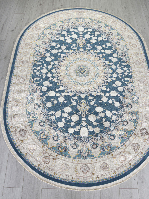 Ковер A050B - D.BLUE / CREAM - Овал - коллекция DELINA