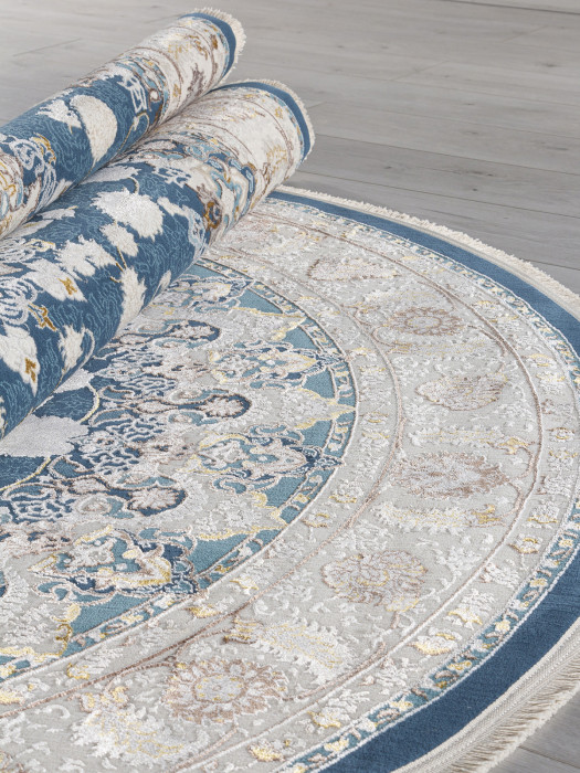 Ковер A050B - D.BLUE / CREAM - Овал - коллекция DELINA