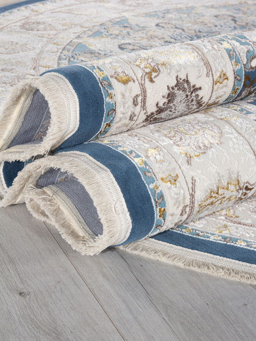 Ковер A050B - D.BLUE / CREAM - Овал - коллекция DELINA