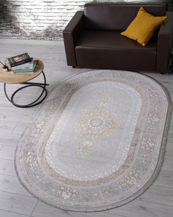 Ковер A053B - LIGHT GREY SHRINK / LIGHT GREY SHRINK - Овал - коллекция ZARINA