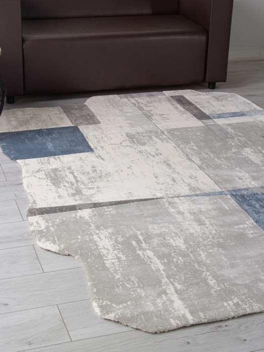 Ковер 00838T - GREY / BLUE - Прямоугольник - коллекция SAFIR