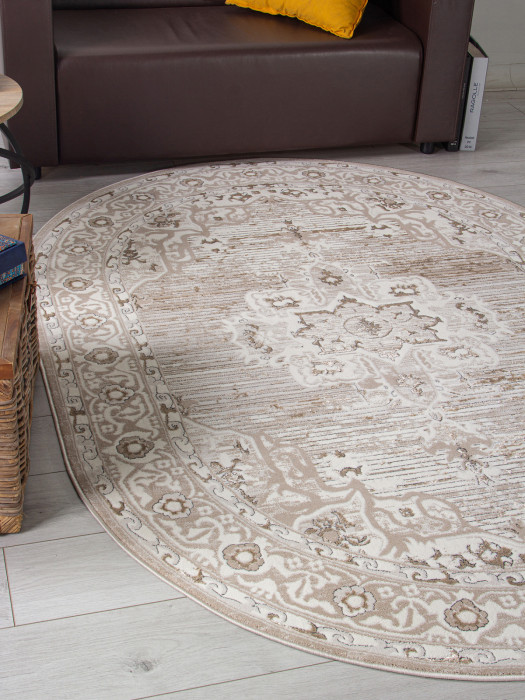 Ковер 04089A - CREAM HB / LIGHT GRI HB - Овал - коллекция NOVA