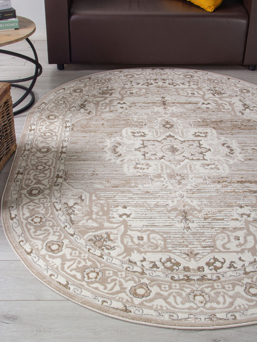 Ковер 04089A - CREAM HB / LIGHT GRI HB - Овал - коллекция NOVA