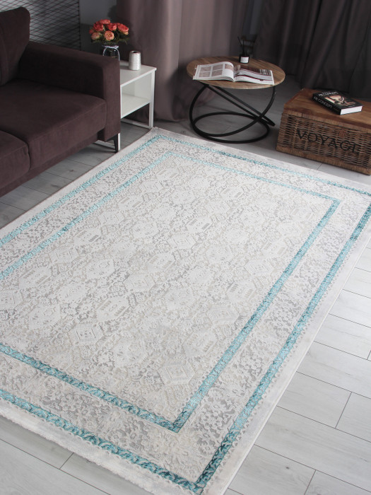 Ковер 9255A - S.L.GREY / P.TURQUOISE - Прямоугольник - коллекция AMELI