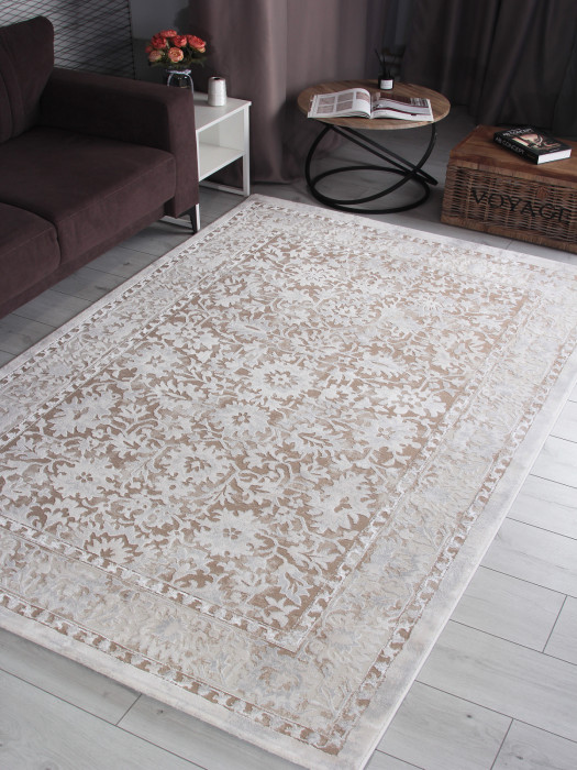 Ковер 9256A - S.BEIGE / P.WHITE - Прямоугольник - коллекция AMELI