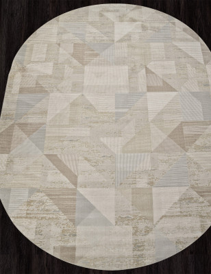Ковер F416AD - BEIGE / L.BROWN - Овал - коллекция AFINA