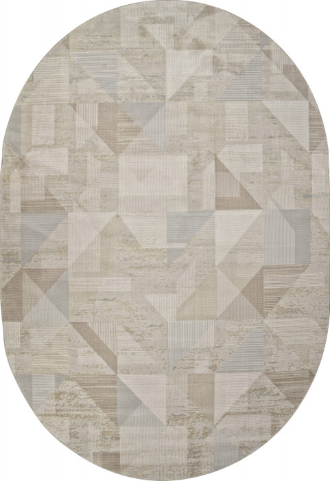 Ковер F416AD - BEIGE / L.BROWN - Овал - коллекция AFINA