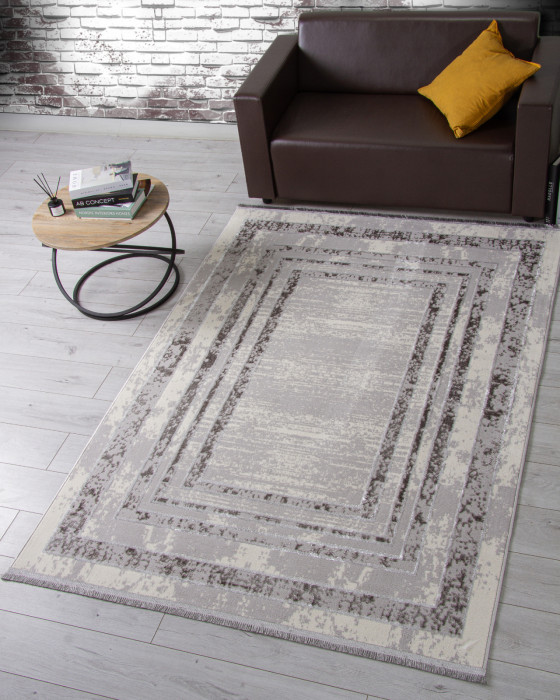 Ковер 1634G - GREY / GREY - Прямоугольник - коллекция LORA