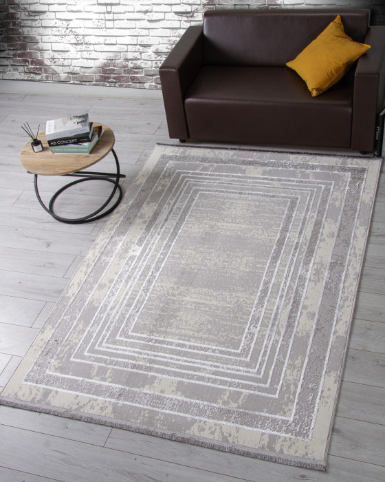 Ковер 1634G - GREY / GREY - Прямоугольник - коллекция LORA