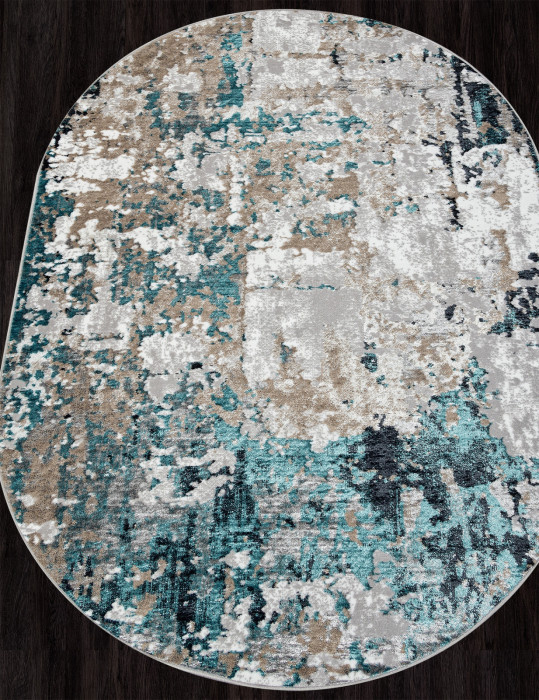 Ковер 01632A - GREY / TURQUOISE - Овал - коллекция PARADIZE