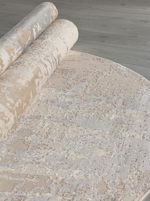 Ковер M027A - LIGHT BEIGE / TAUPE - Овал - коллекция SIESTA