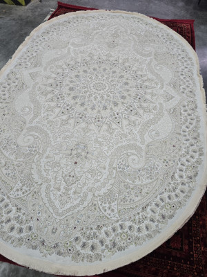 Ковер 38650A oval WHITE / WHITE