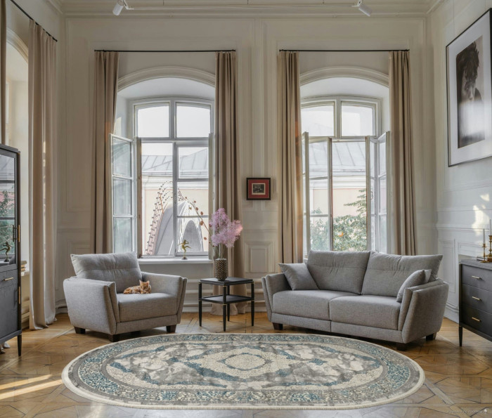 Ковер 26491B - CREAM / GRY - Овал - коллекция MARMARIS