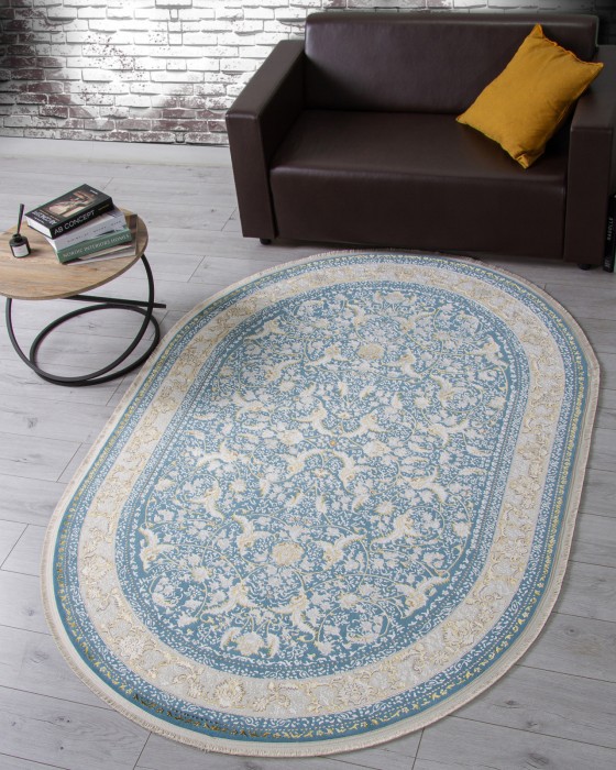 Ковер M101B - BLUE / BLUE - Овал - коллекция ZARINA