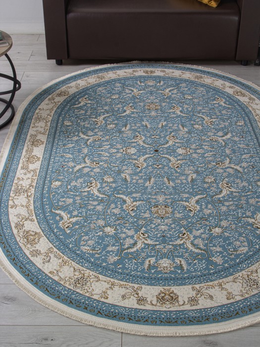 Ковер M101B - BLUE SHIRINK / BLUE SHIRINK - Овал - коллекция ZARINA