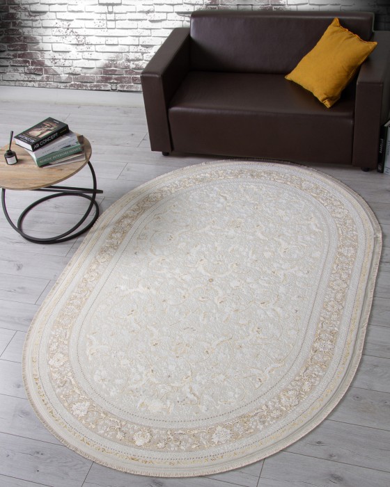 Ковер M101B - CREAM / CREAM - Овал - коллекция ZARINA