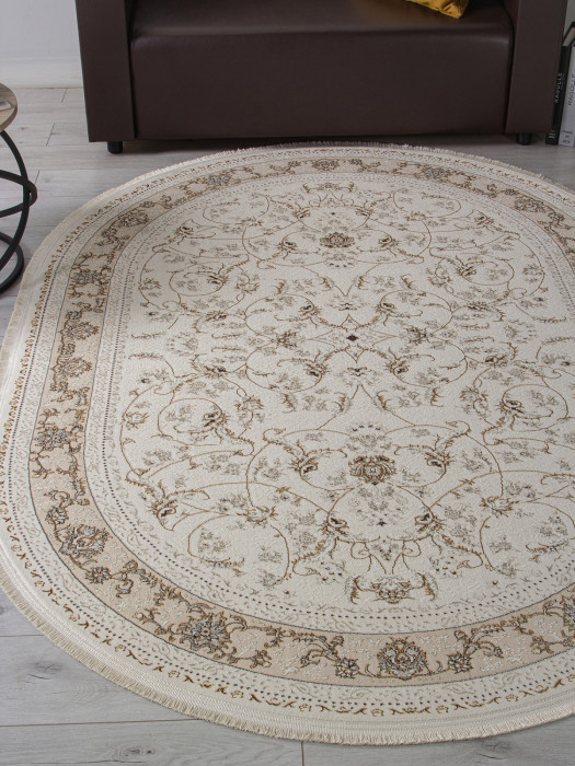 Ковер M101B - CREAM / CREAM - Овал - коллекция ZARINA