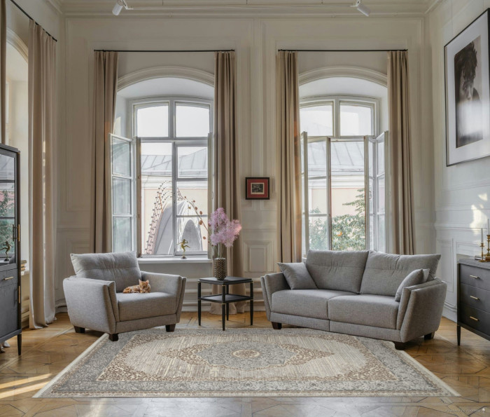 Ковер 26913A - GRY / D.BEIGE - Прямоугольник - коллекция MARMARIS