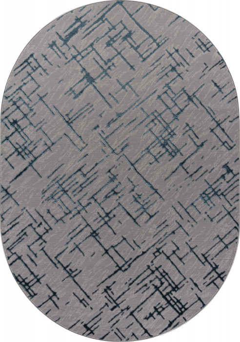 Ковер F164 - GRAY-D.BLUE - Овал - коллекция LIMAN