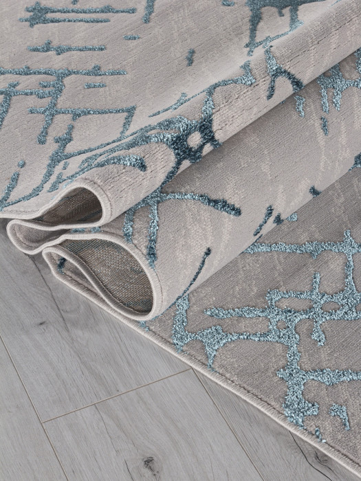 Ковер F164 - GRAY-D.BLUE - Прямоугольник - коллекция LIMAN