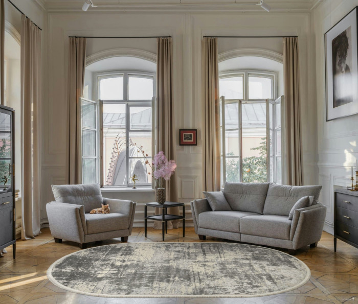 Ковер 26925A - GRY / GRY - Овал - коллекция MARMARIS