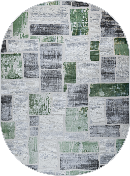 Ковер 38471A oval GREEN FLS / L.GREY