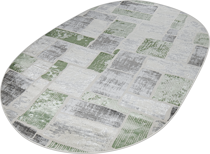 Ковер 38471A oval GREEN FLS / L.GREY