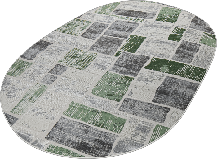 Ковер 38471A oval GREEN FLS / L.GREY