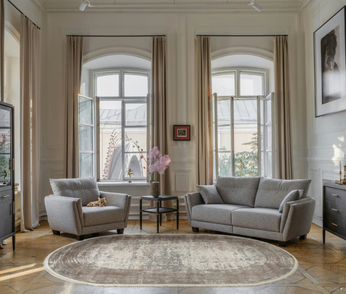 Ковер 26927A - GRY / D.BEIGE - Овал - коллекция MARMARIS