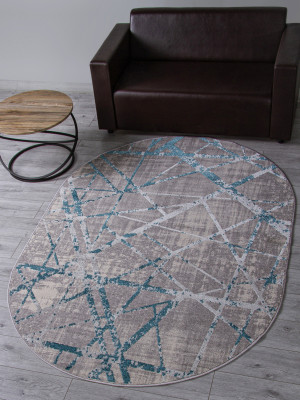 Ковер F478 - GRAY-BLUE - Овал - коллекция LIMAN