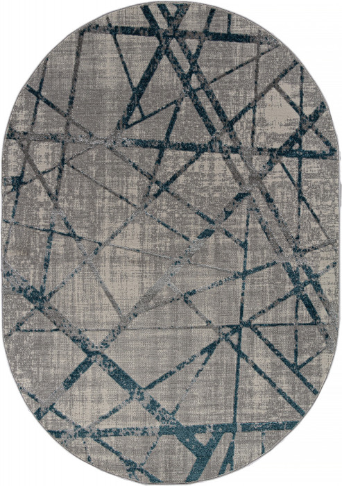 Ковер F478 - GRAY-BLUE - Овал - коллекция LIMAN