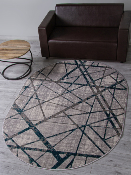 Ковер F478 - GRAY-BLUE - Овал - коллекция LIMAN