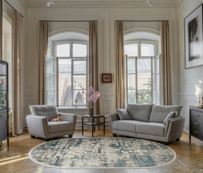 Ковер 26941A - GRY / BLUE - Овал - коллекция MARMARIS